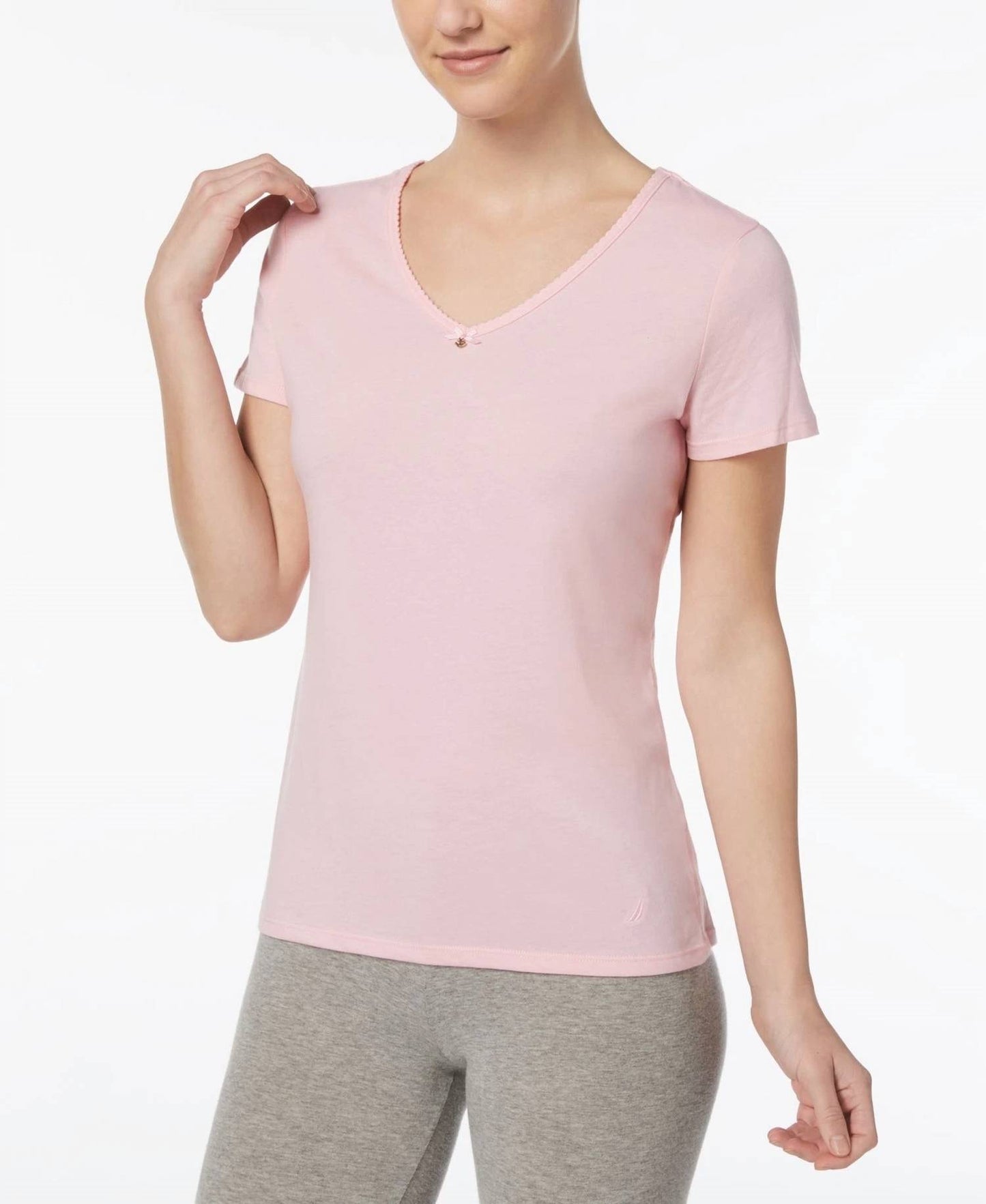 Knit Jersey V Neck T-Shirt