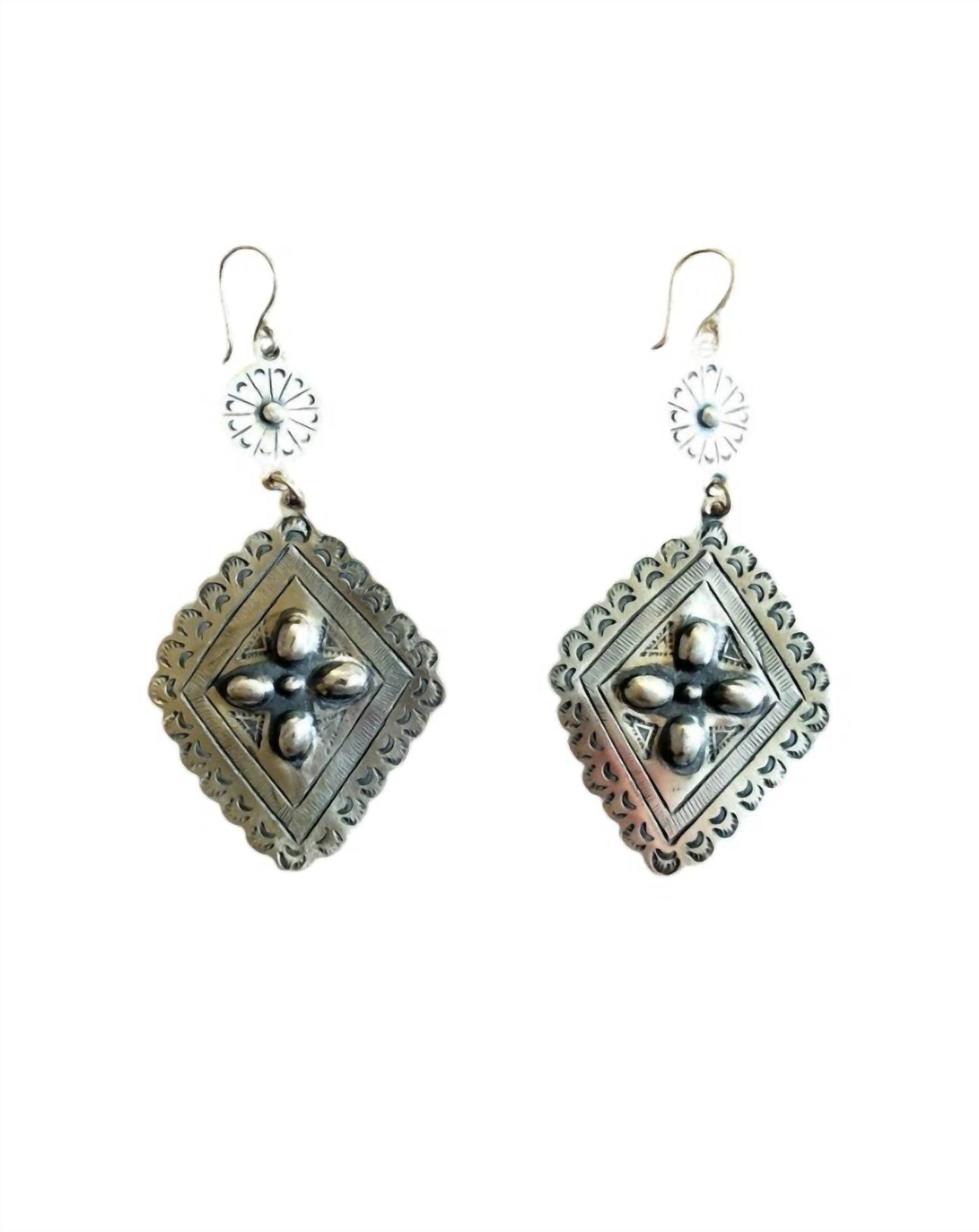 BOHO SOL - Women's Sterling Diamond Concho Earrings - Rack Hunt -