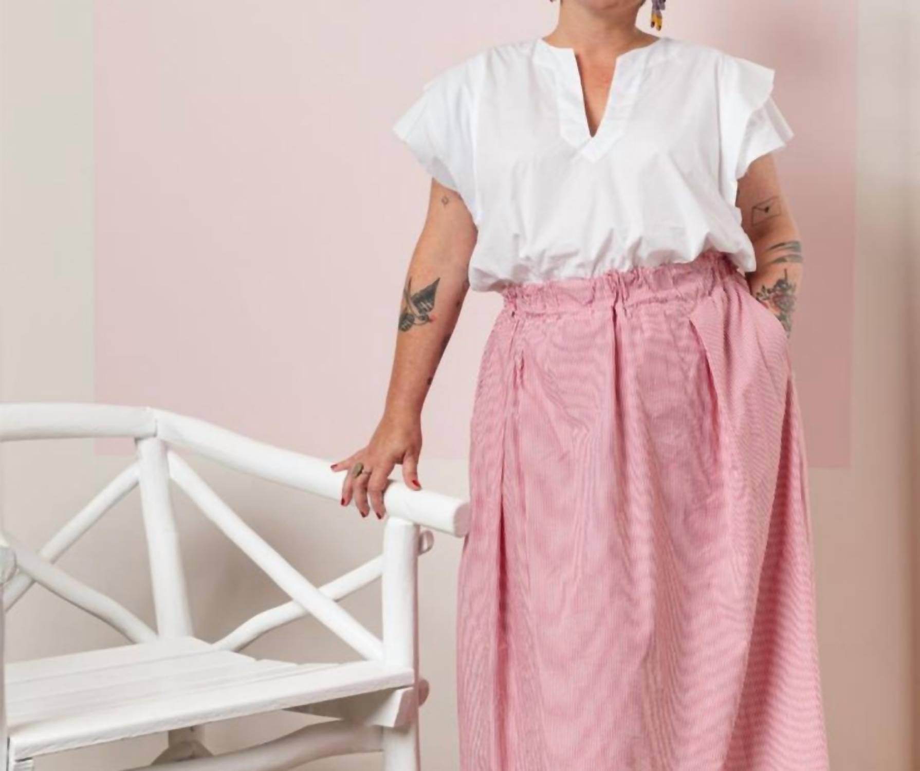 Gallego Desportes - Kaftan Neck Top With Ruffles - Rack Hunt