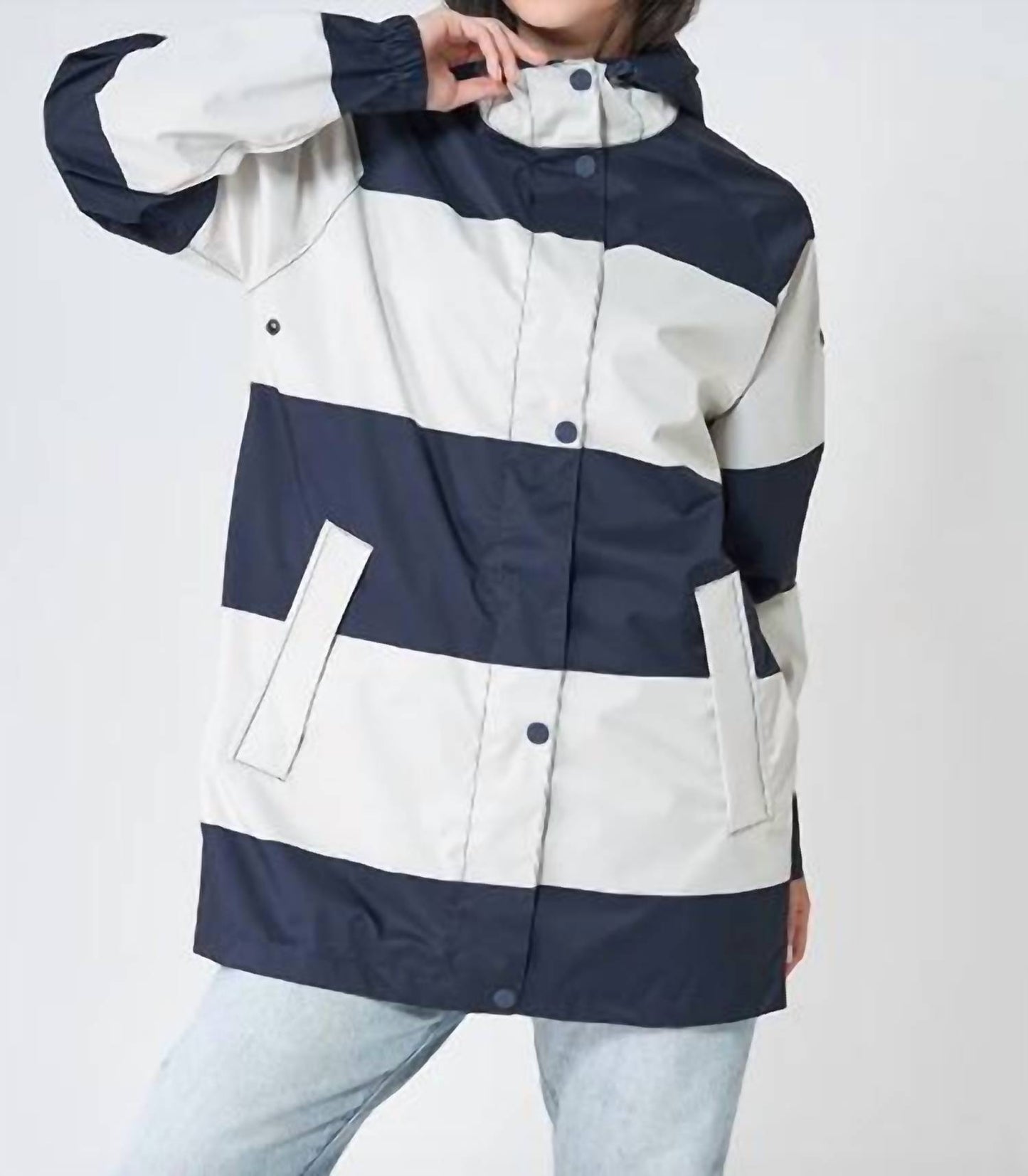 Unlined Striped Raincoat