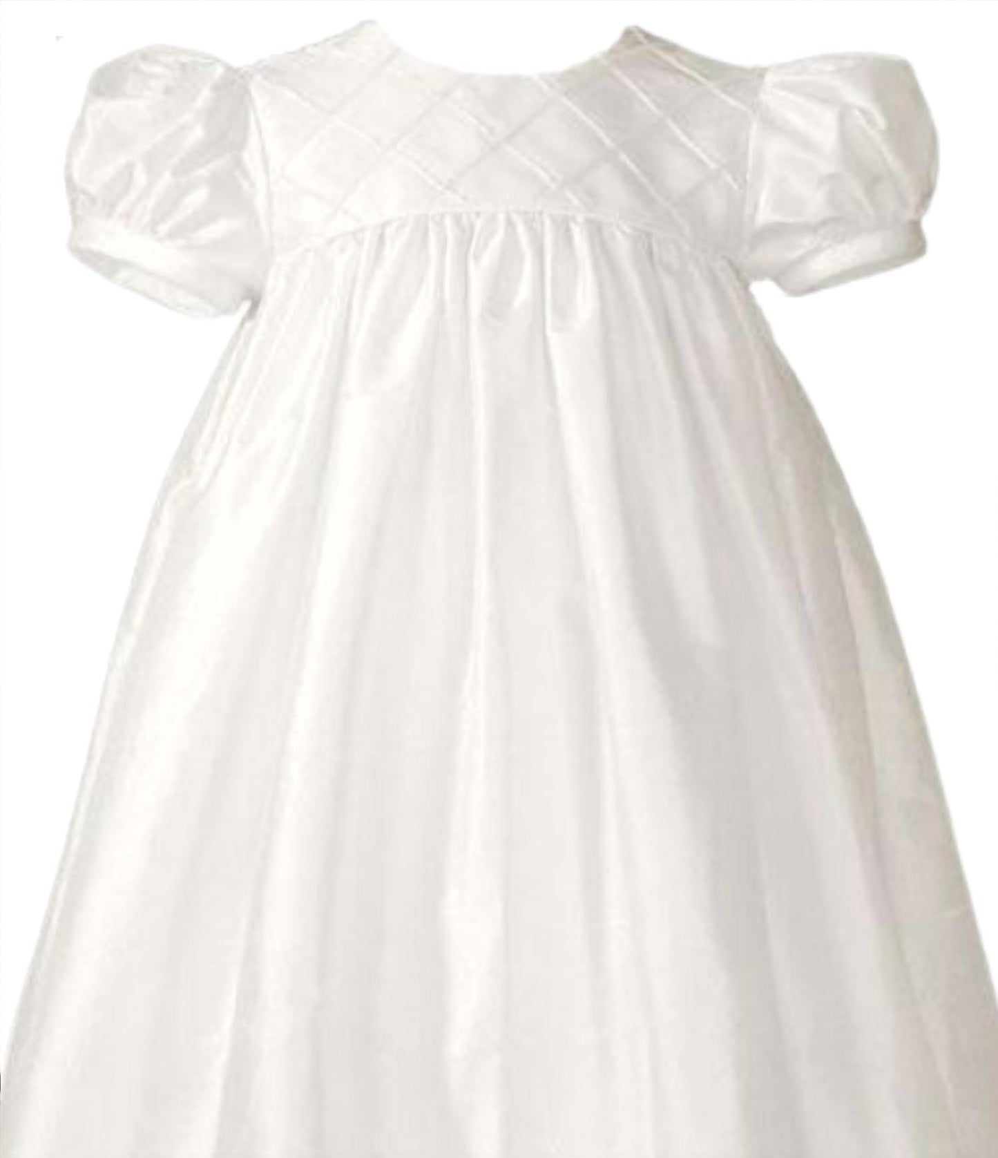 Girl's Silk Dupioni Christening Baptism Gown With Lattice Bodice