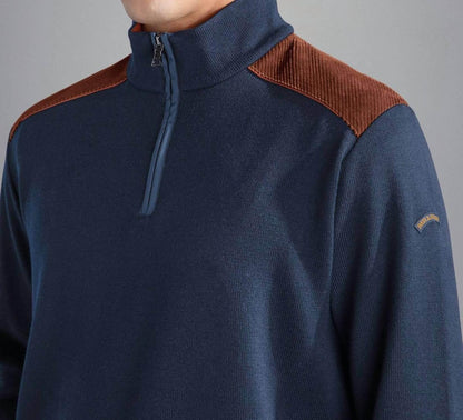 Paul & Shark - Men's Wool Zip Sweater With Corduroy Details - Rack Hunt