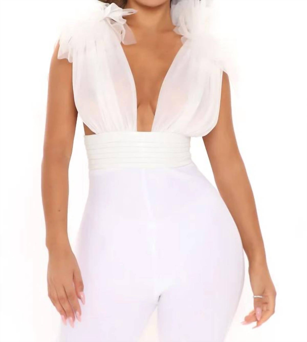 Ruffle Lace Top Slim Fit Jumpsuits