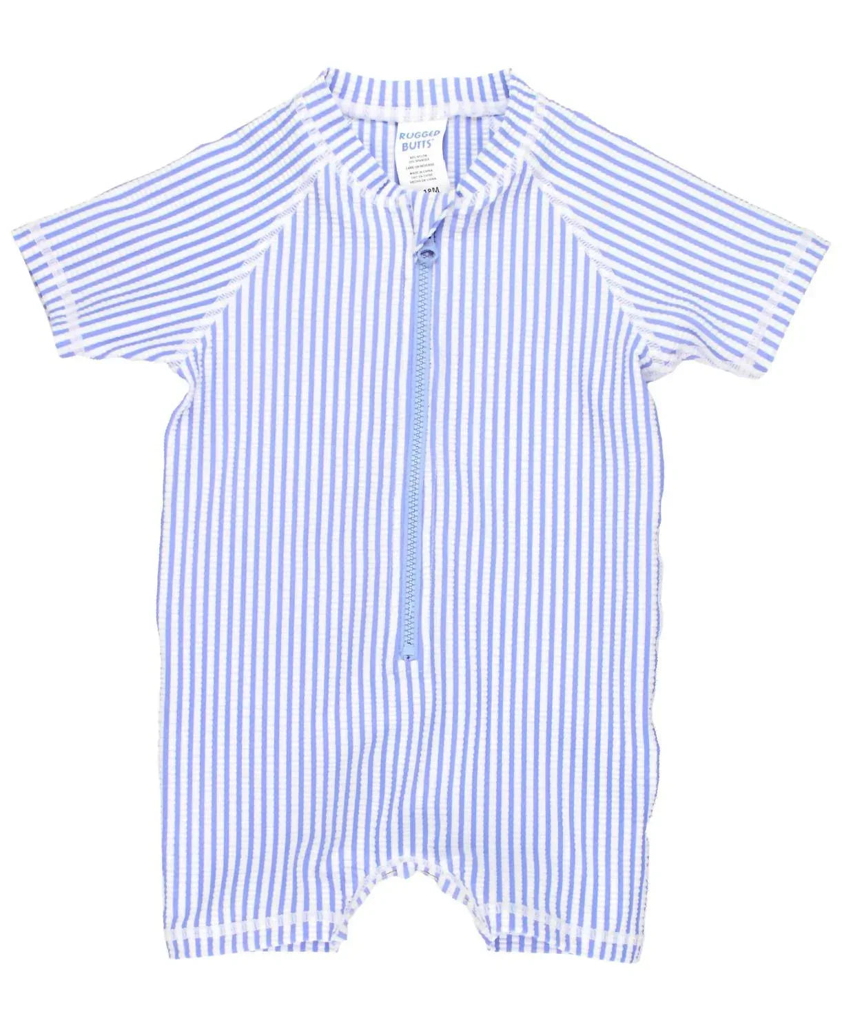 Rugged Butts - Baby Boys Seersucker Short Sleeve One Piece Rash Guard - Rack Hunt