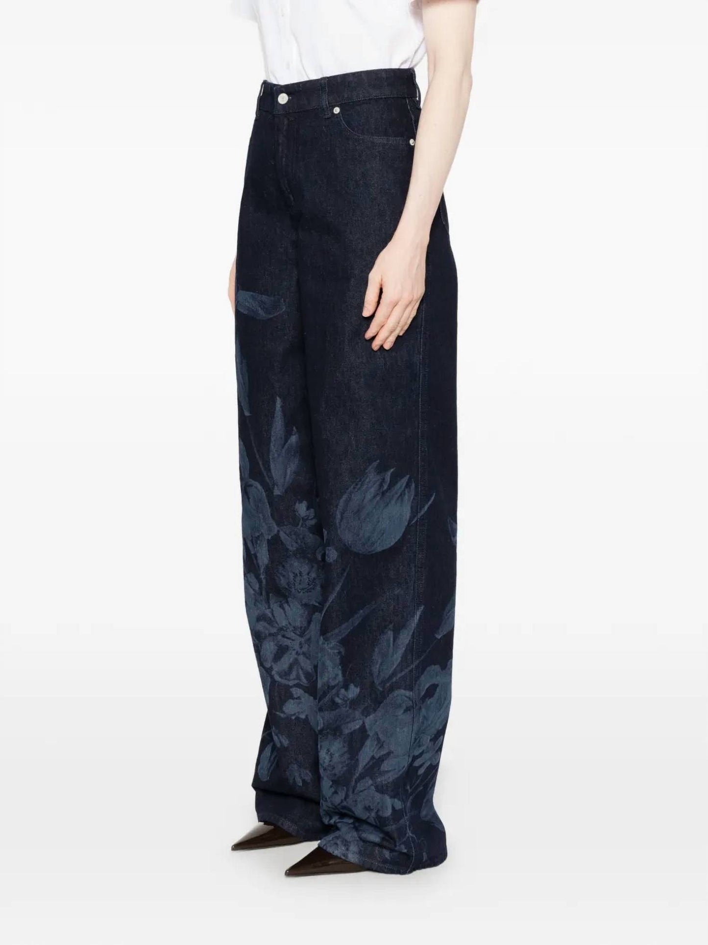 Floral Print Straight Leg Jeans