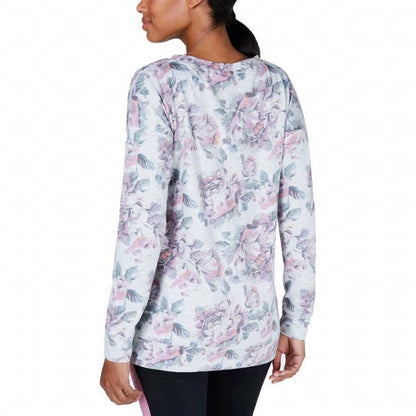 Ideology Womens Activewear Floral Print Workout Sweatshirt