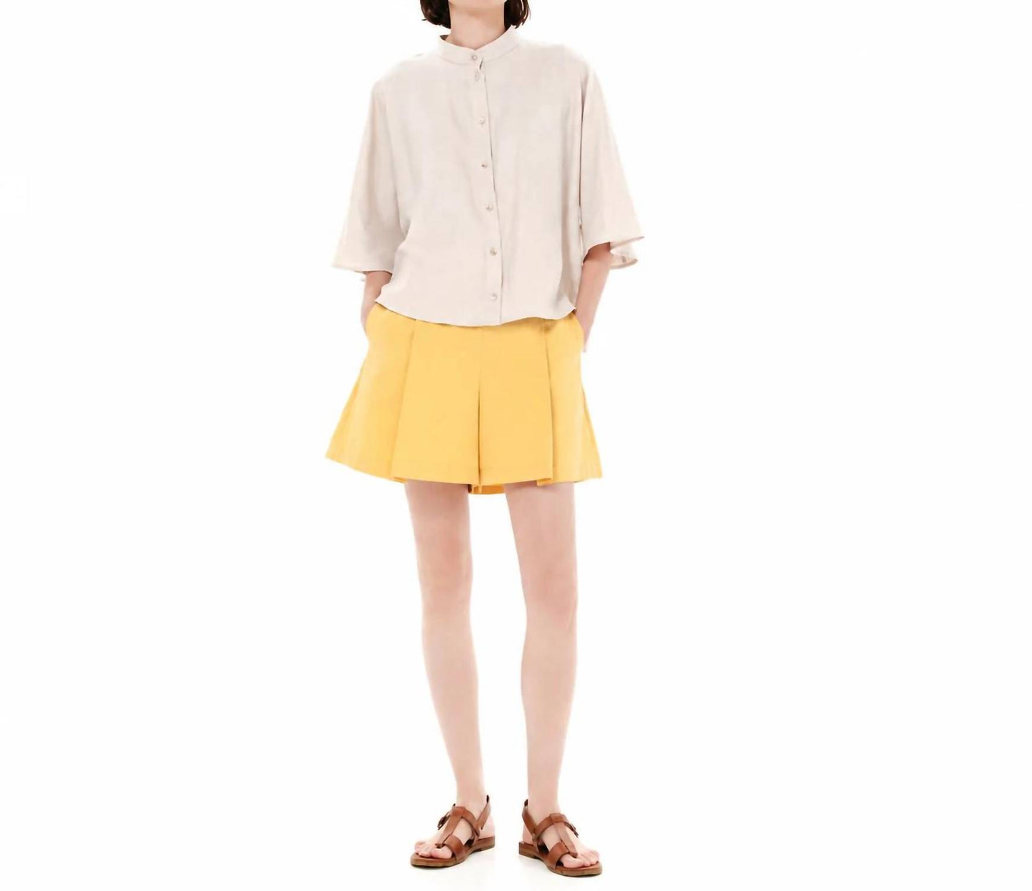 Seams And Structure High Waisted Pleated Shorts