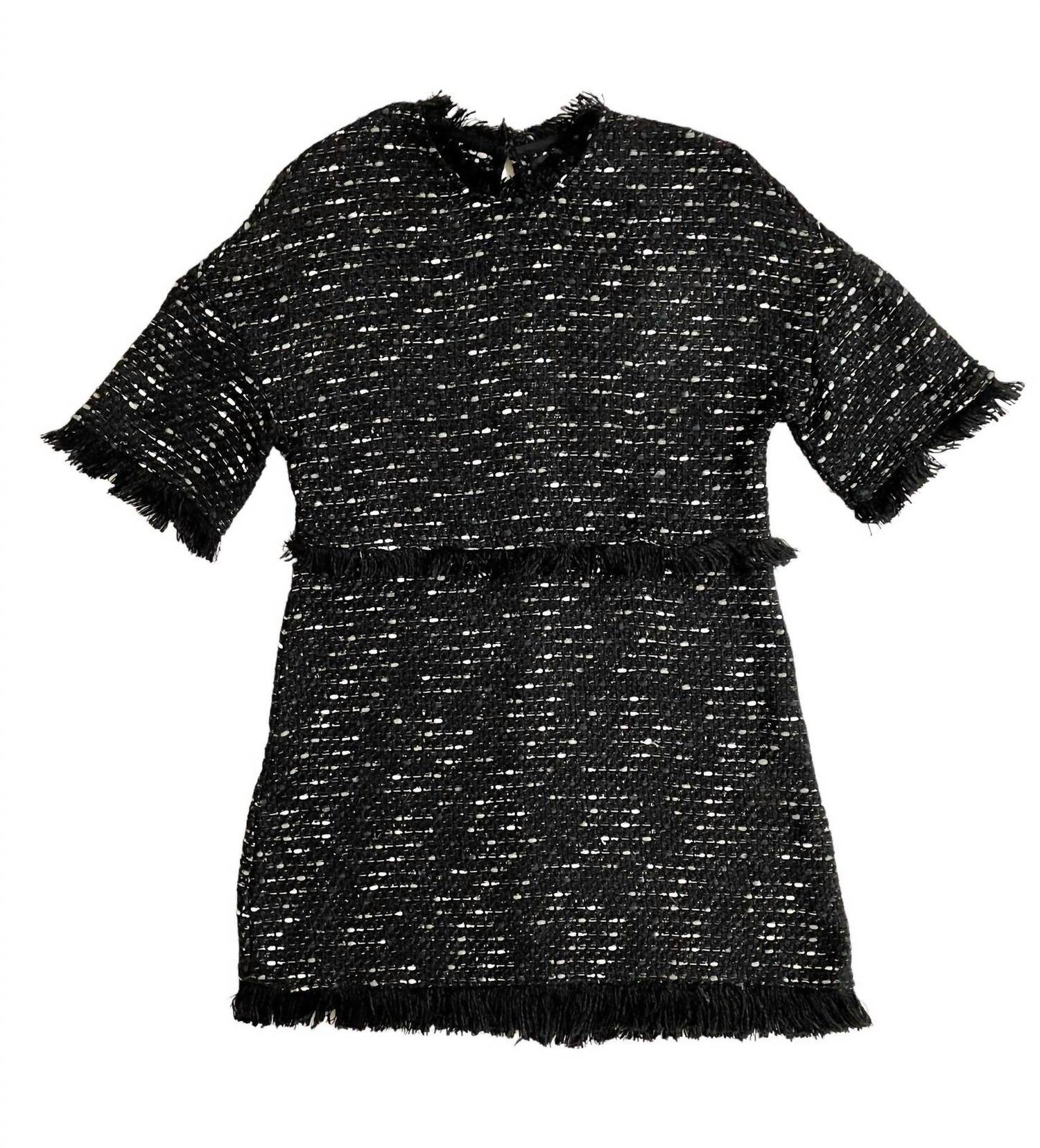 Boutique Moschino - FRINGED TWEED A LINE DRESS - Rack Hunt