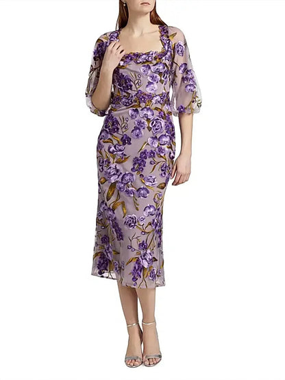 Marchesa Notte - Orchid And Rose Embroidered Tulle Cocktail Dress - Rack Hunt