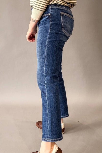 Mid Rise Straight Crop Jeans