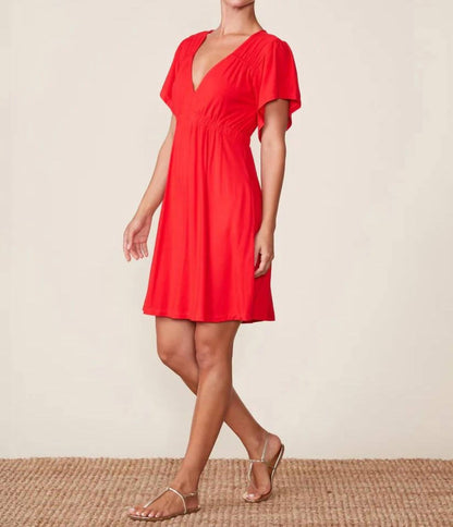 Legendary Cinched V Neck Mini Dress