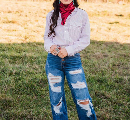 Audrey Striped Snap Shirt