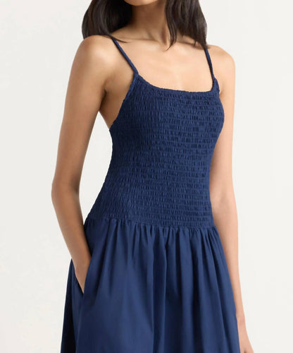 Venus Smocked Organic Cotton Midi Dress