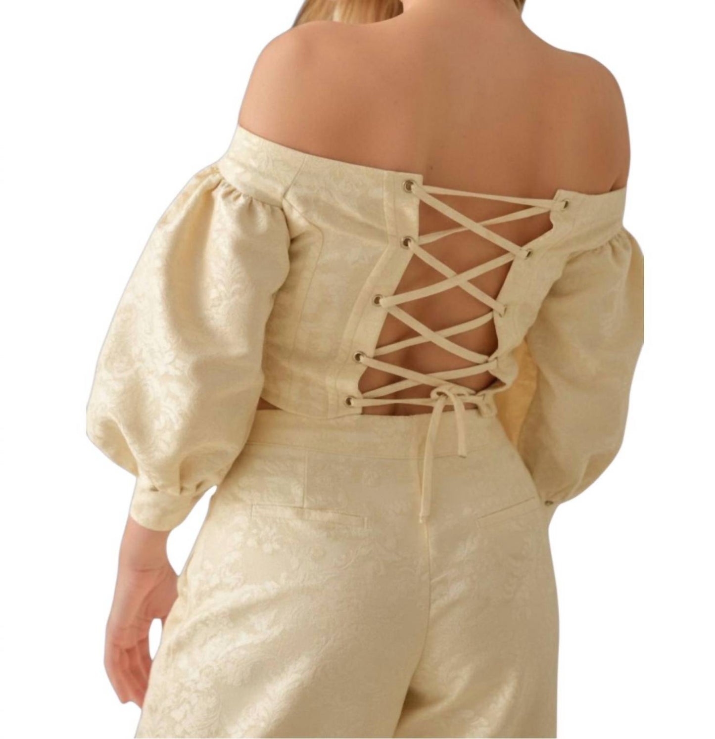 Valencia Off-shoulder Corset Top And Pant Set