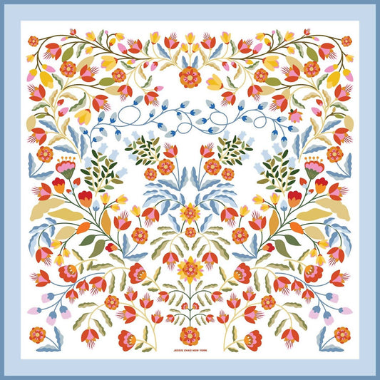 Women's Porcelain Jardin Double Sided Silk Scarf
