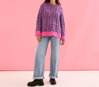 Jennie Cable Marled High Neck Balloon Sleeve Sweater