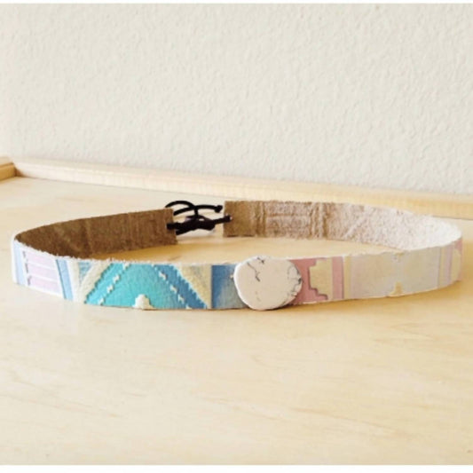 Women's Embossed Pastel Navajo Leather Hat Band