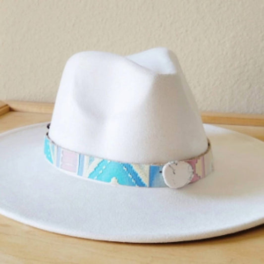 Women's Embossed Pastel Navajo Leather Hat Band
