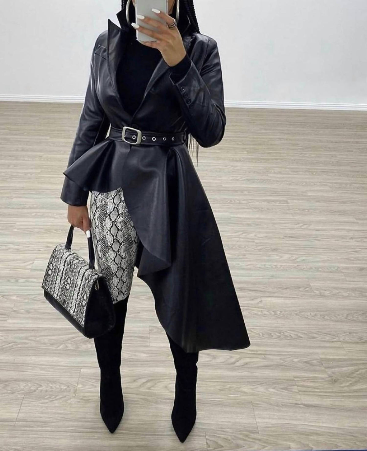 Asymmetrical Peplum Trench Coat