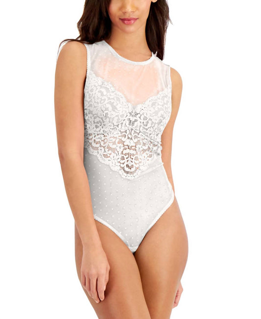 Intimate Cupped Swiss Dot Thong Bodysuit