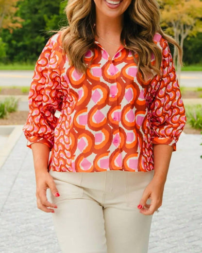 Swirls Long Sleeve Blouse