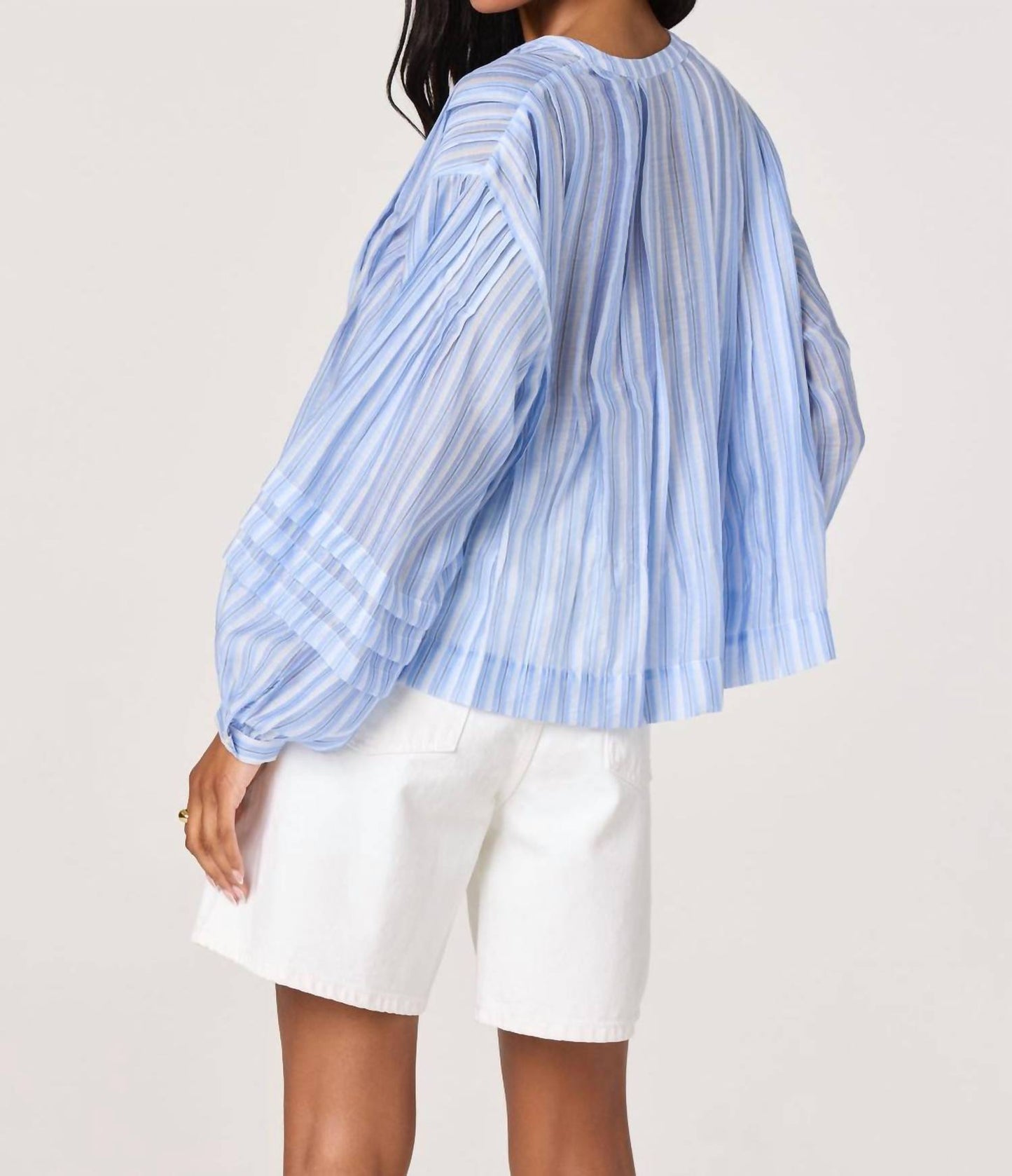 Ericka Striped Balloon Sleeve Blouse