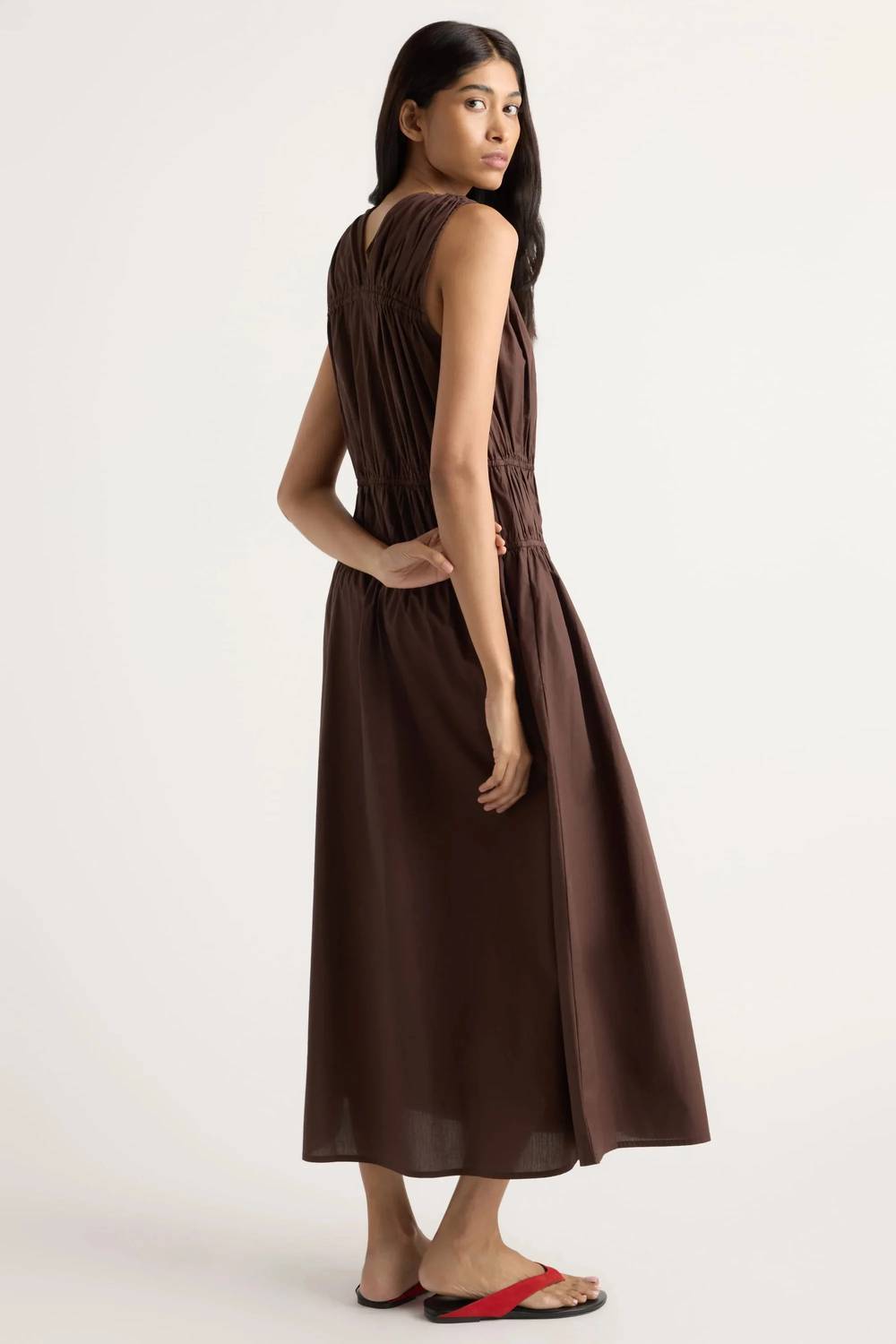 Iga Gathered Organic Cotton Maxi Dress