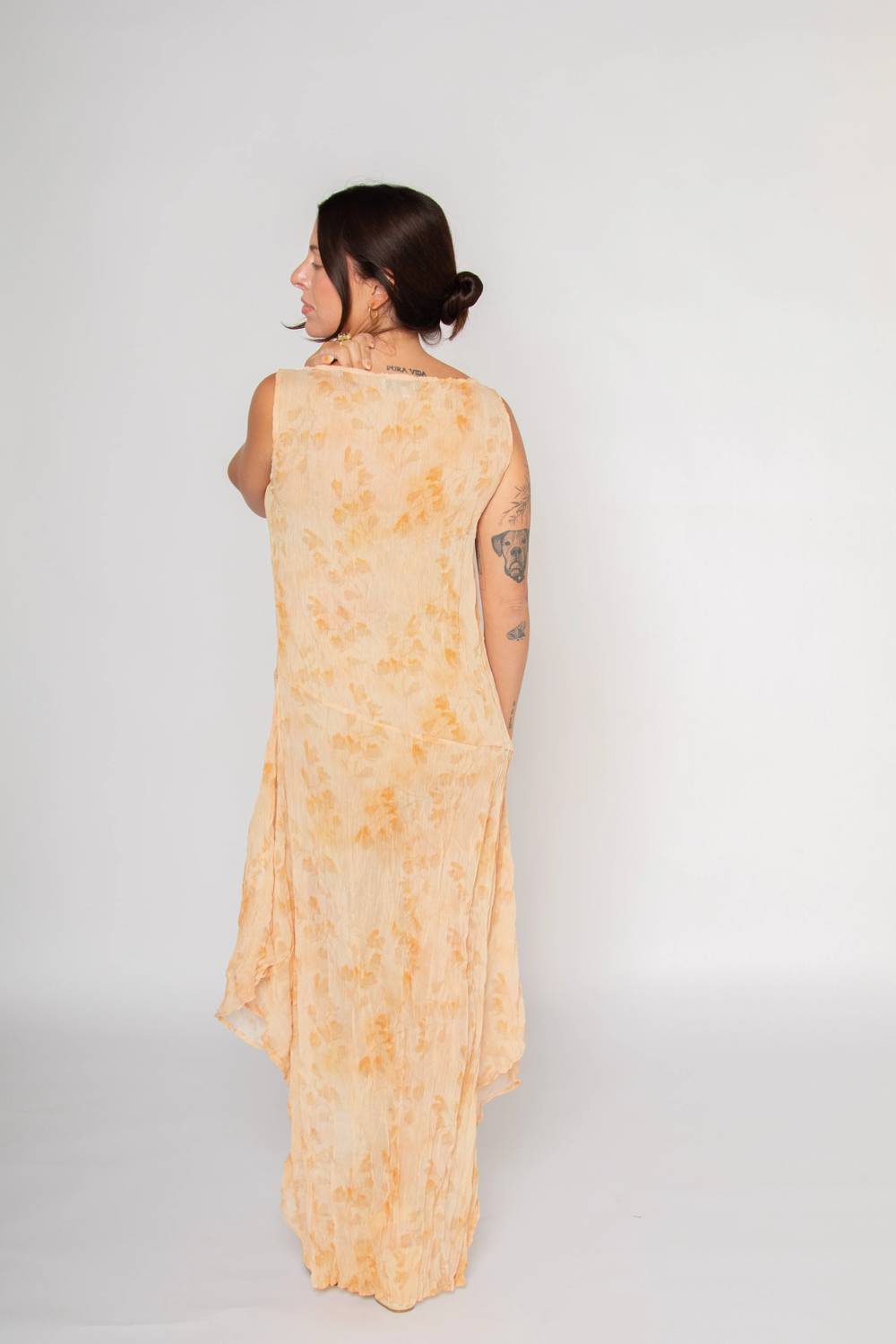 Sheer Crinkled Hanky Hem Dress