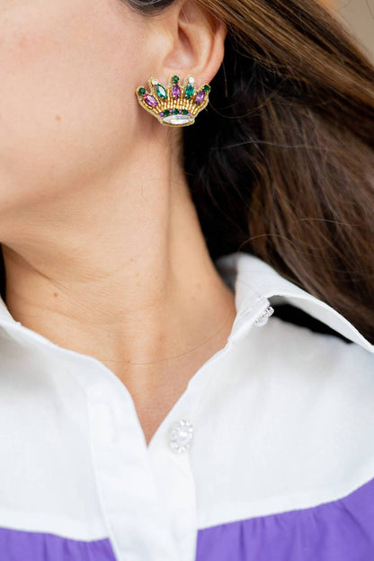 Women's Mardi Gras Crown Earrings