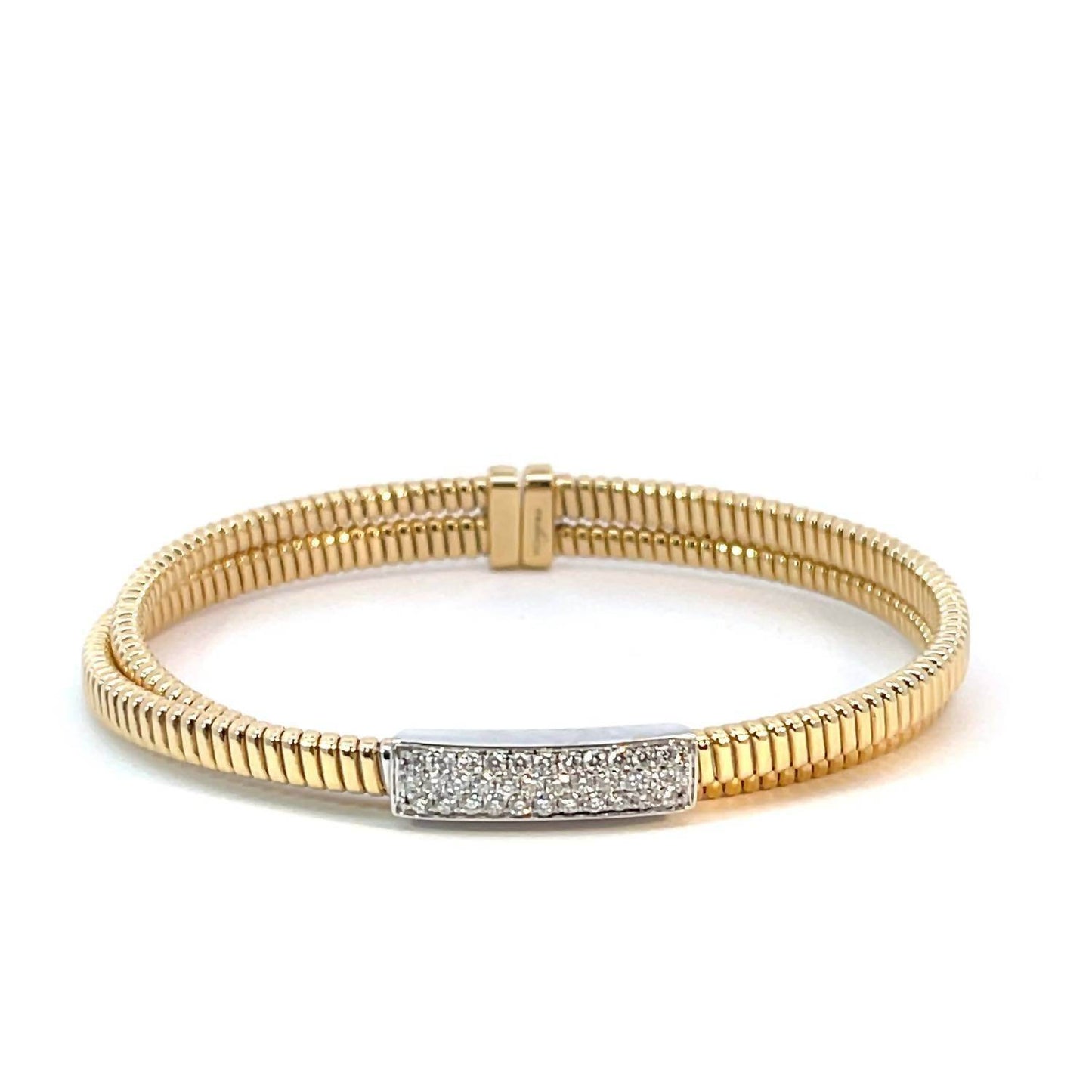 Afarin - Women's Flexible Ribbed Criss Cross Diamond Bar Cuff Bracelet - Rack Hunt