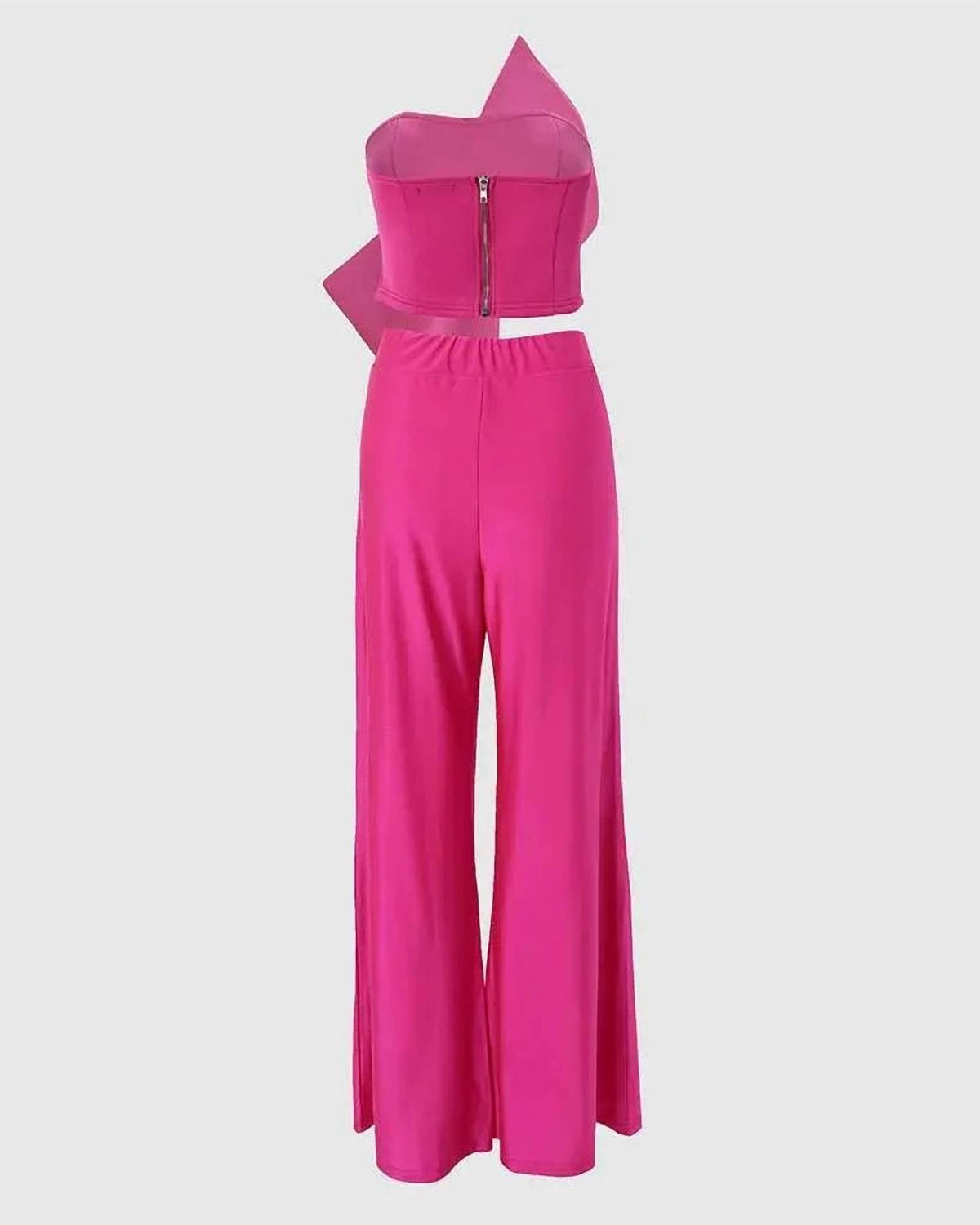 One-shoulder Bow Detail Wide-leg Set