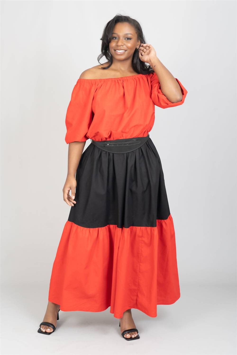 Mumba African Print Off-shoulder Maxi Dress