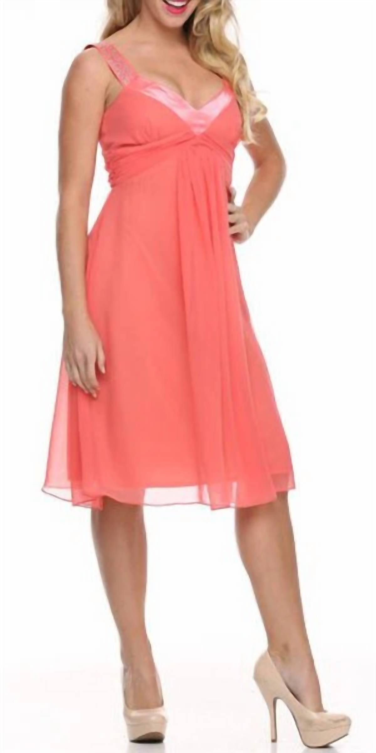 Chiffon Knee Length Rhinestones Straps Gown