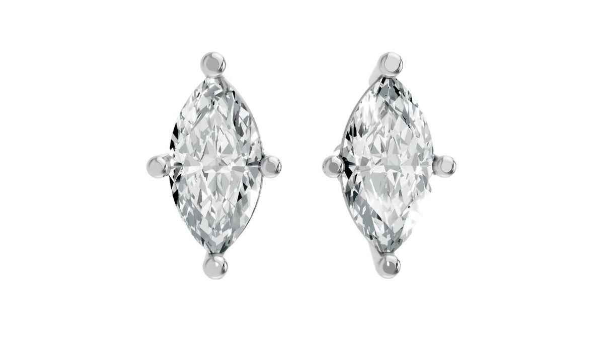Women's Marquise Shape 4 Prong Push Back Studs