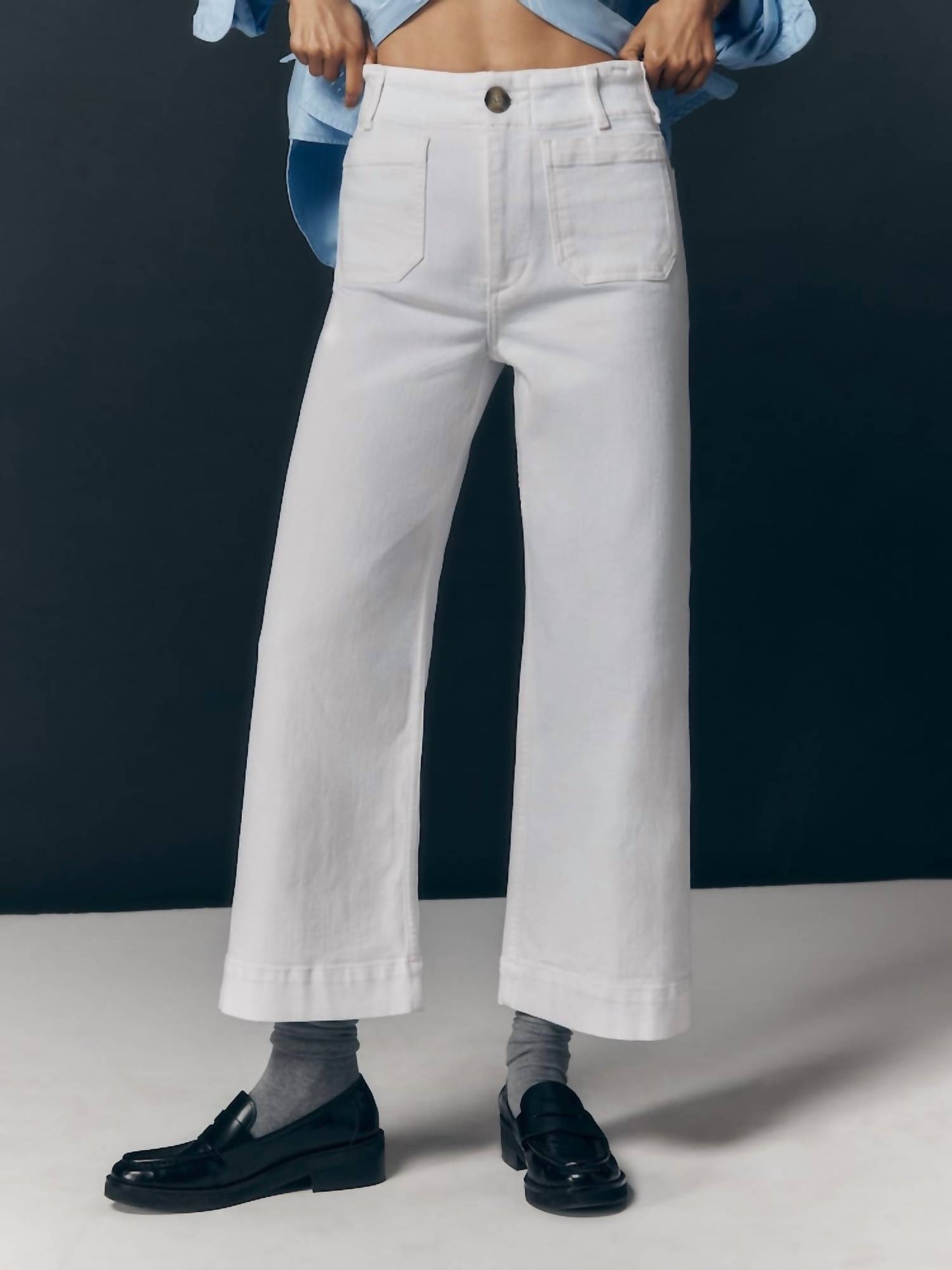 Colette Denim Cropped Wide Leg Jeans