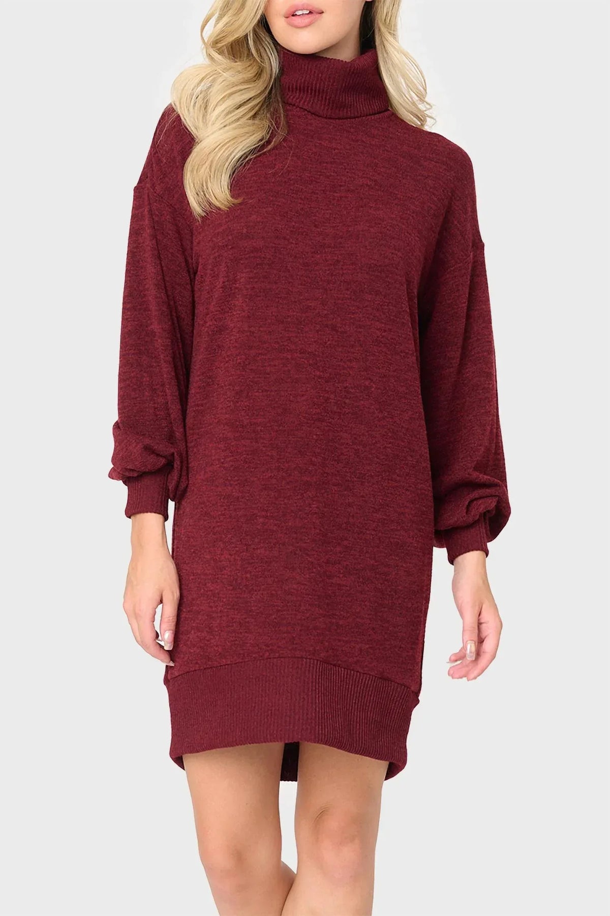 Gibsonlook - Blouson Sleeve Turtleneck Sweater Dress - Rack Hunt