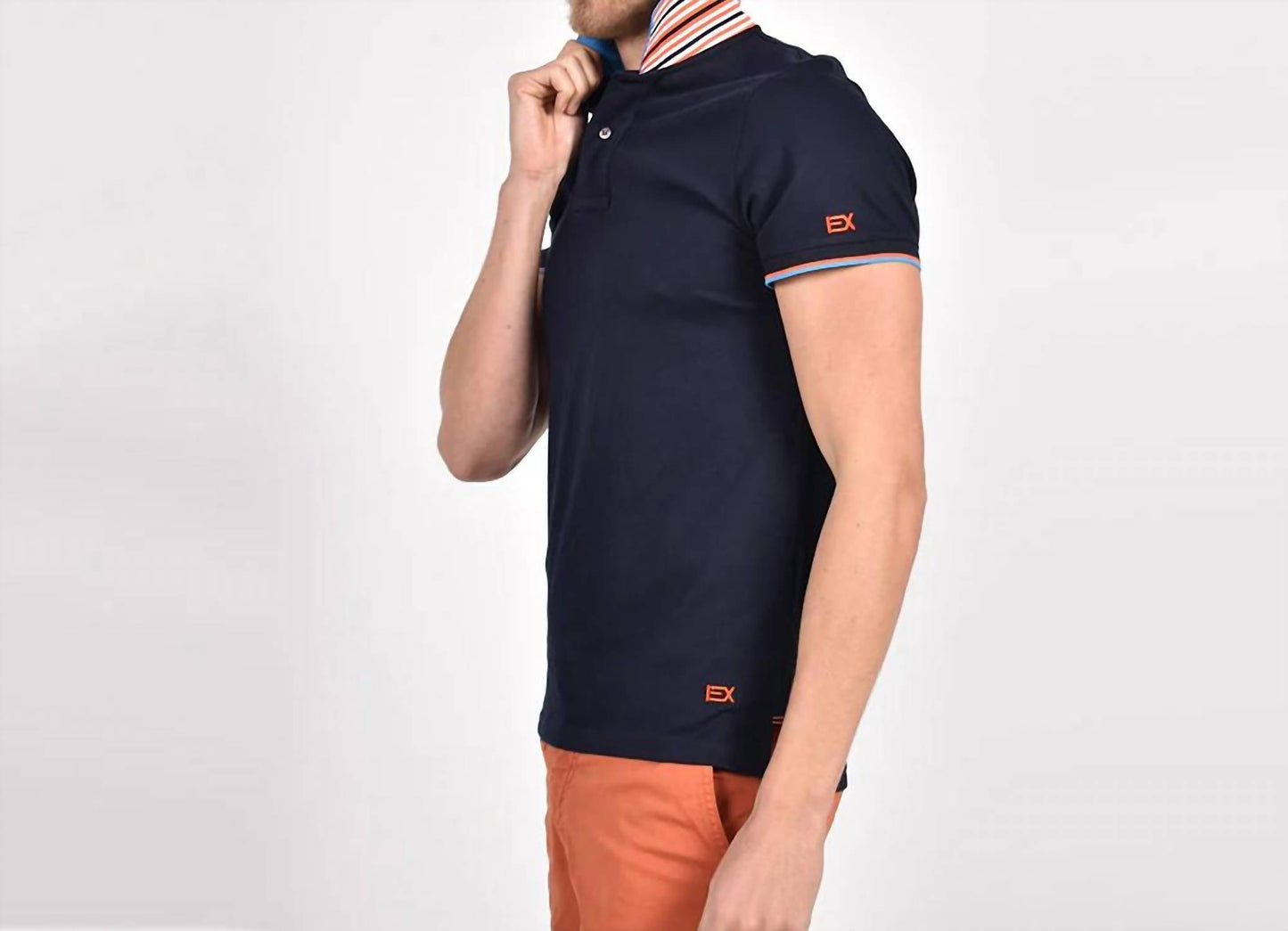 Double Sided Collar With Colored Stripes Polo