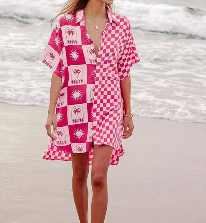 Palma Checkerboard Shirt Mini Dress