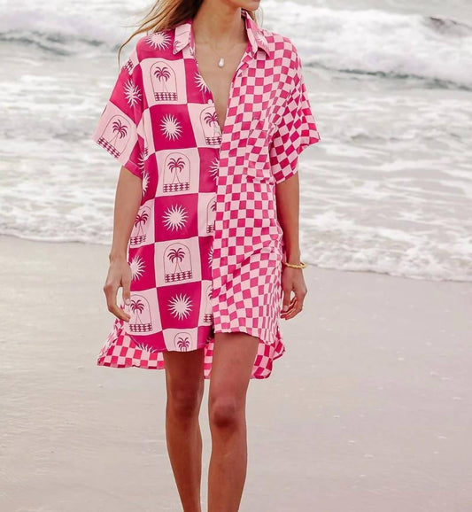 Palma Checkerboard Shirt Mini Dress