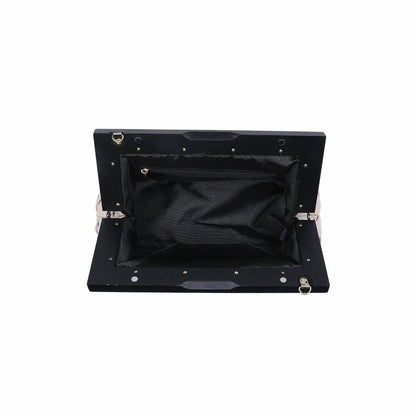 Jamie Woven Wooden Frame Clutch Bag