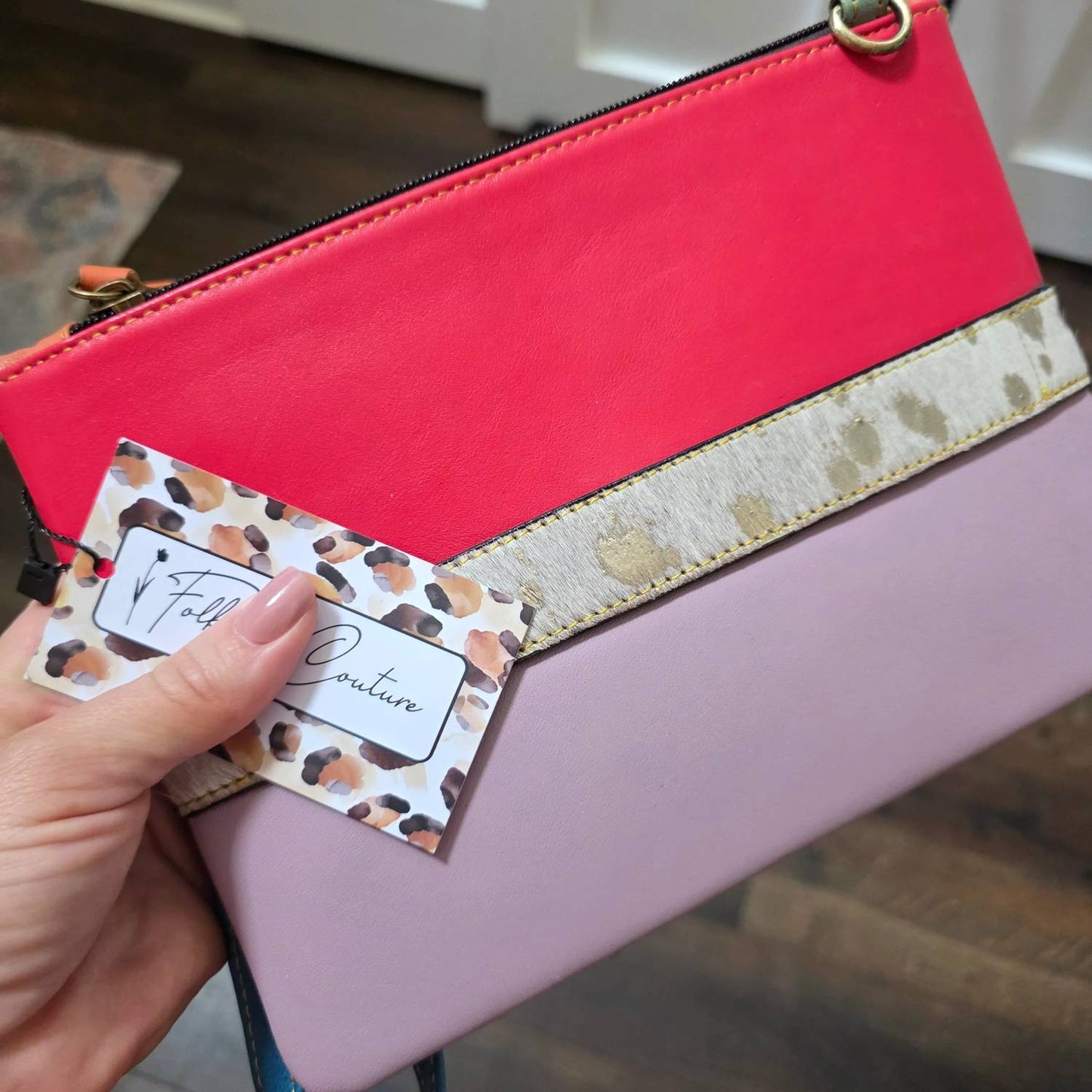 Women's Luca Leather And Hair On Hide Wristlet Clutch Crossbody Bag