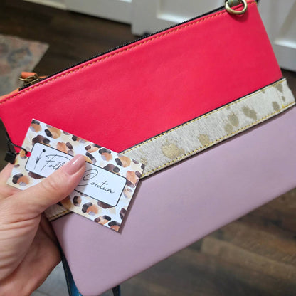 Women's Luca Leather And Hair On Hide Wristlet Clutch Crossbody Bag