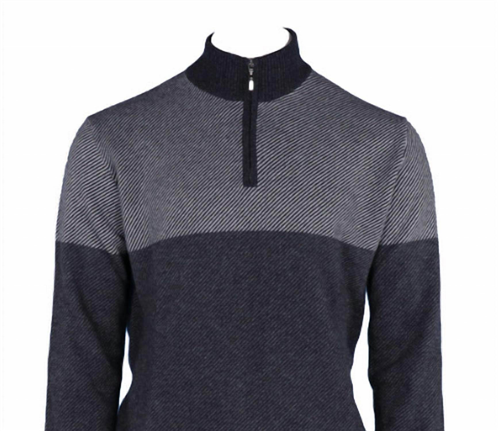 Pashmere - Men's Pure Cashmere Angled Half Zip Sweater - Rack Hunt -