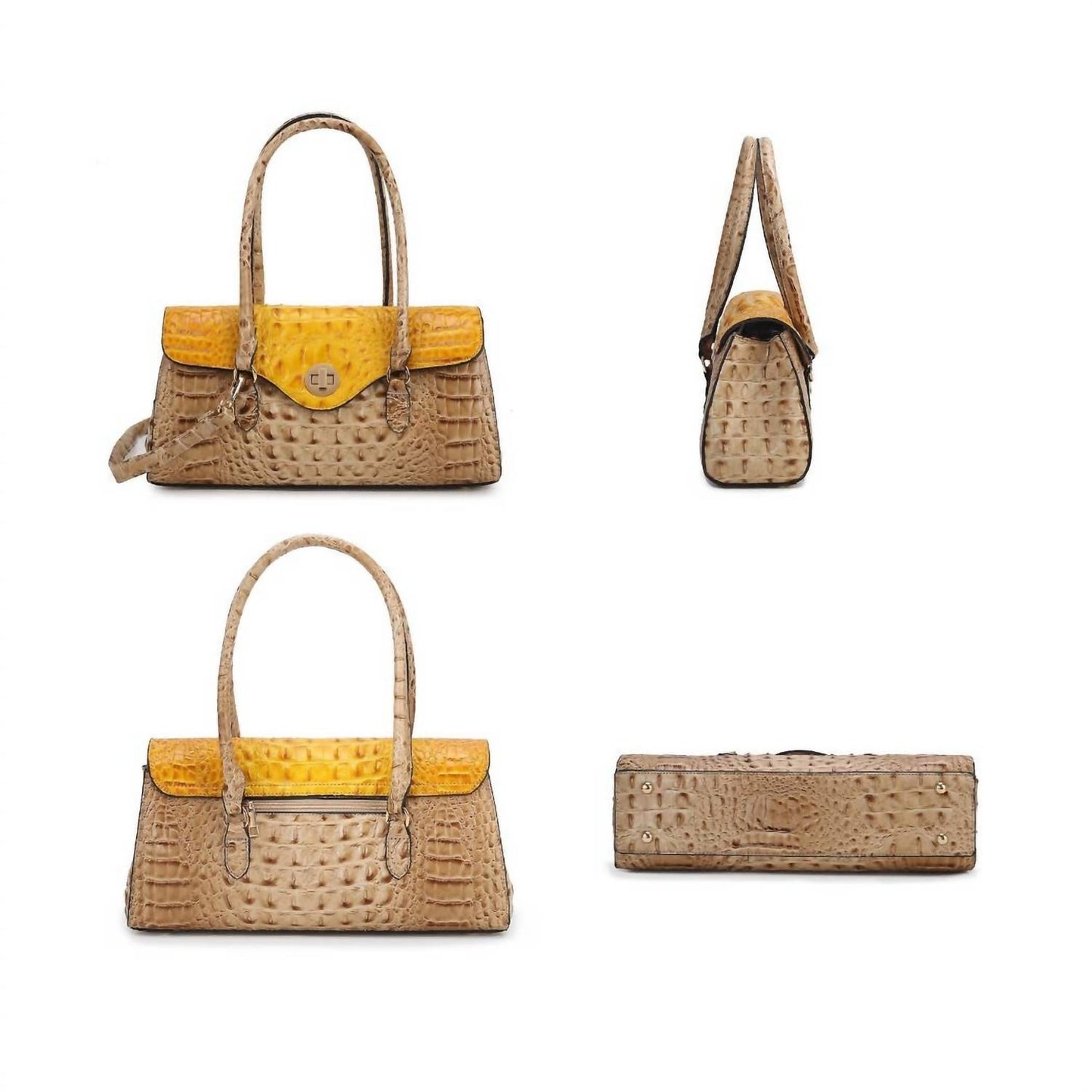 Women's Liviana Croc-embossed Fine Hardware Shoulder Bag
