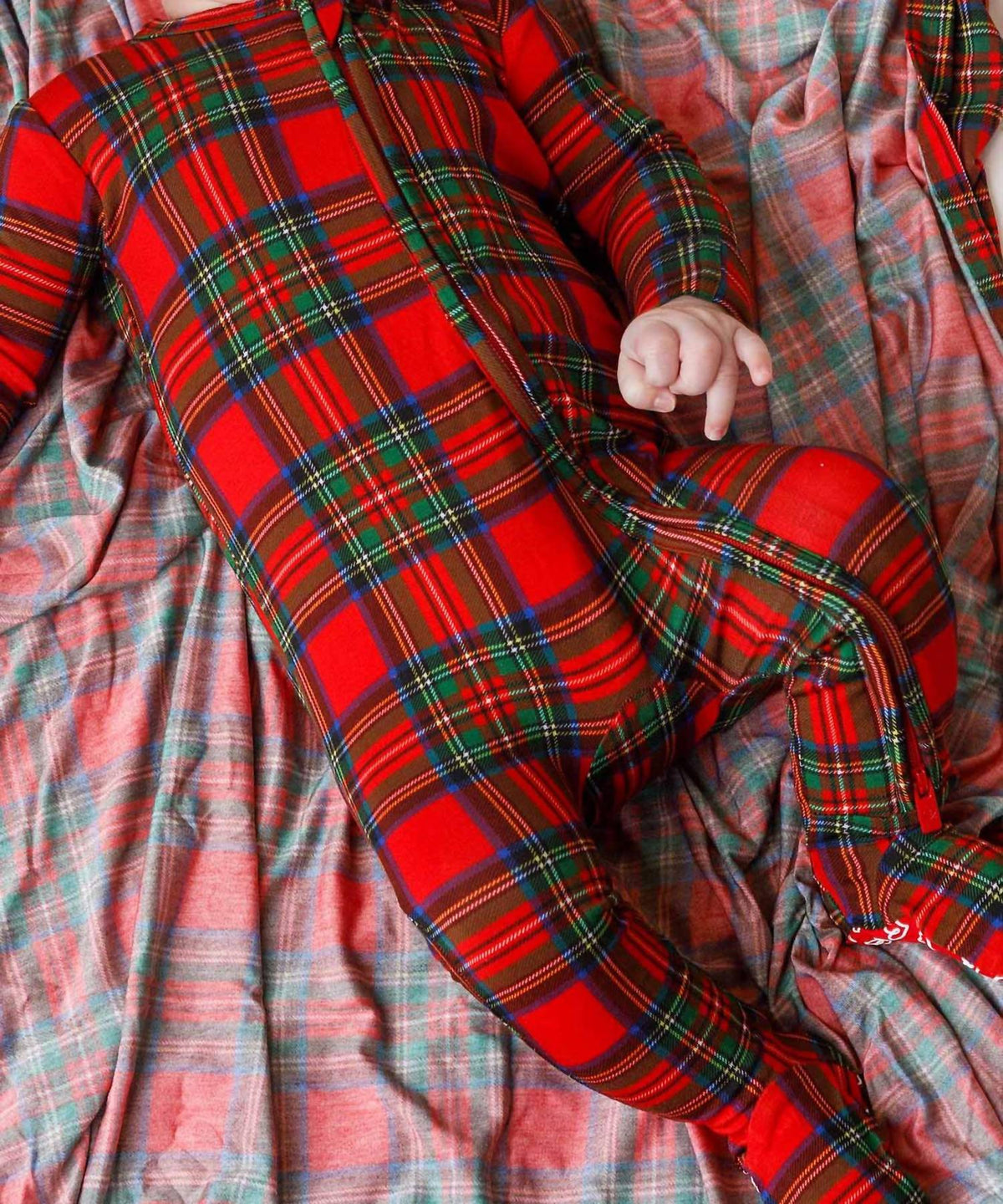 Plaid December Zippered Footie