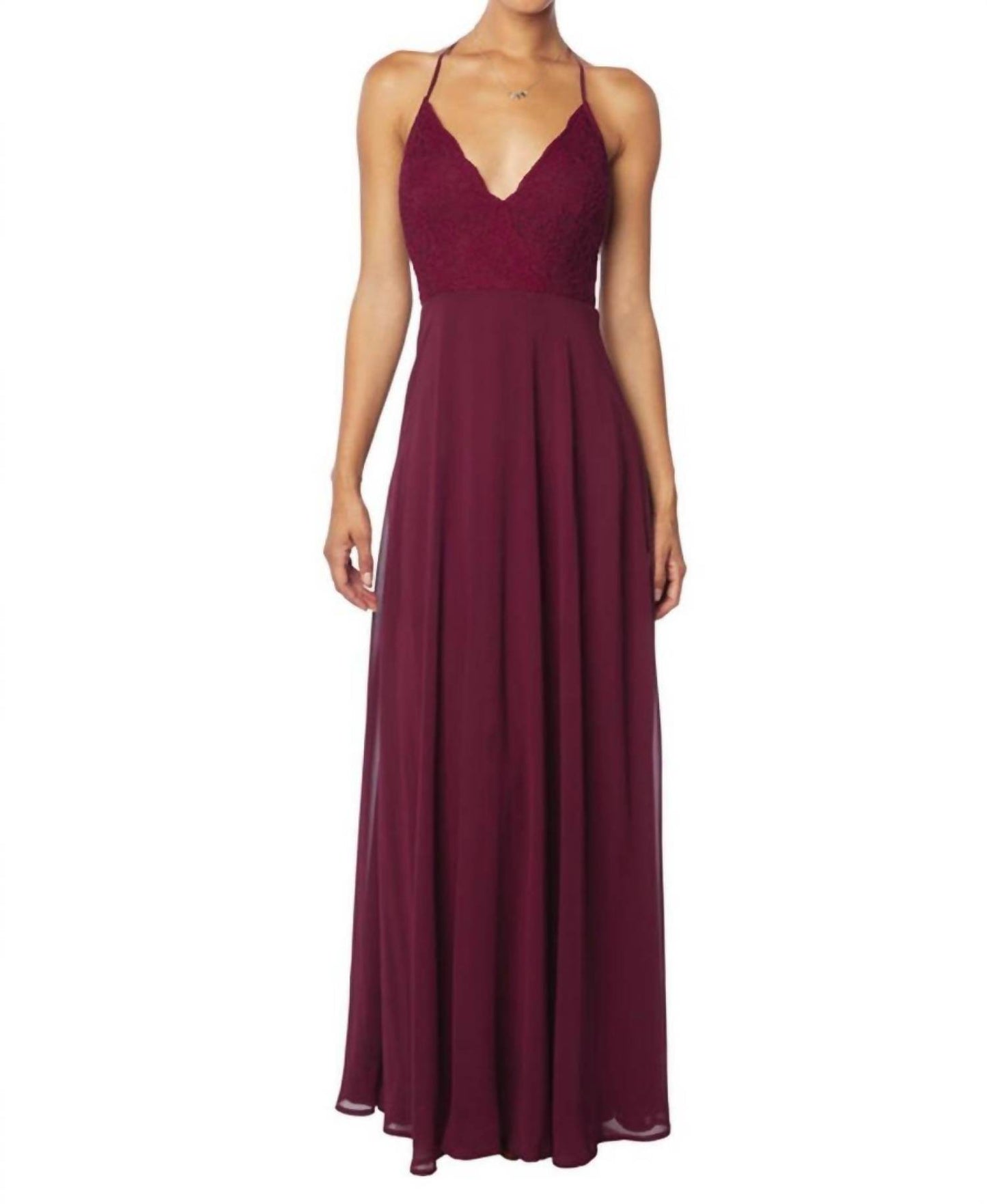 Bill Levkoff - Corded Lace Crisscross Chiffon Bridesmaid Dress - Rack Hunt