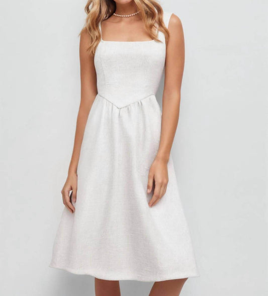 Cider - Tweed Square Neck Ruffle Midi Dress - Rack Hunt -