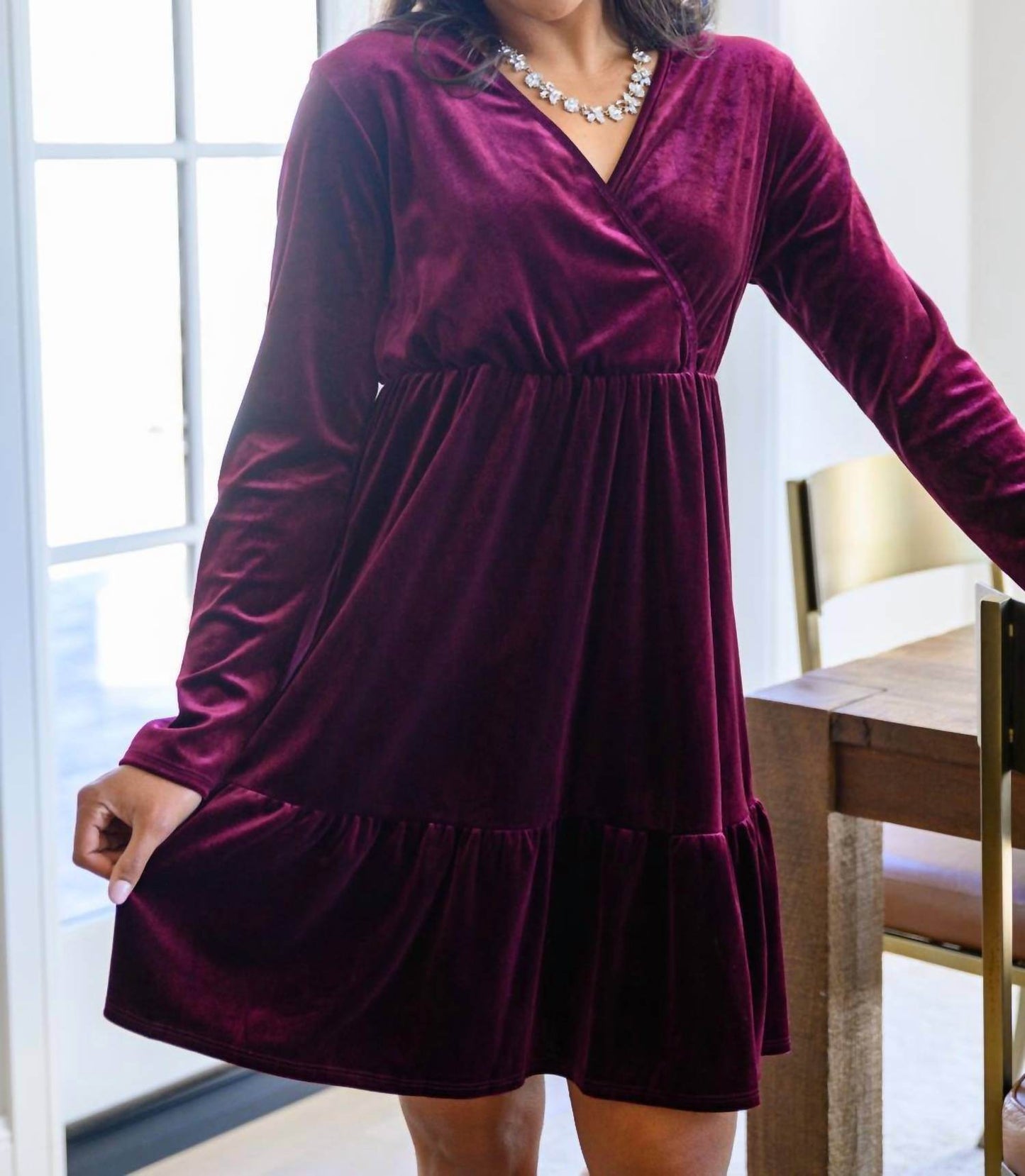 Ave Shops - Jentsyn Velvet V-Neck Dress - Rack Hunt -