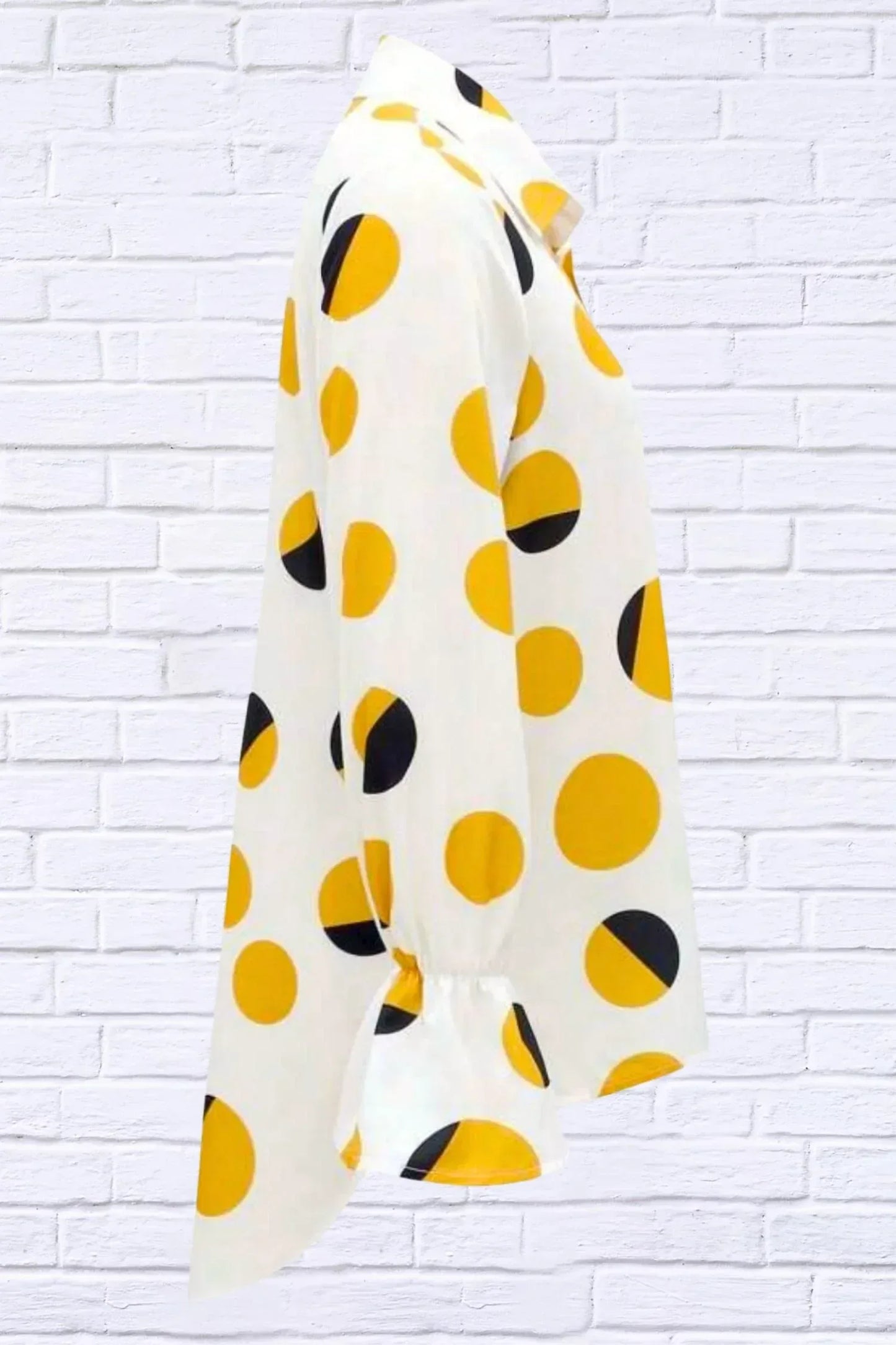 Diva USA - Polka Dot Asymmetrical Shirt with Flared Sleeve - Rack Hunt
