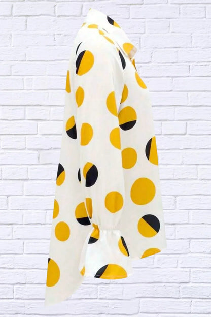 Diva USA - Polka Dot Asymmetrical Shirt with Flared Sleeve - Rack Hunt